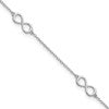 Sterling Silver Rhodium-plated Infinity 9 inch Plus 2 inch extender - Total 11 inch Anklet