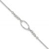 Sterling Silver Oval Link and Beads 9 inch Plus 1 inch Extender - Total 10 inch Anklet