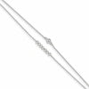 Sterling Silver 2-Strand Beaded CZ 9 inch Plus 1 inch Extender - Total 10 inch Anklet