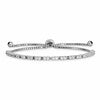 Sterling Silver Rhod-plated April CZ Adjustable Bracelet