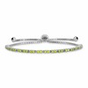 Sterling Silver Rhodium-plated August Light Green CZ Adjustable Bracelet