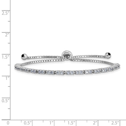 Sterling Silver Rhod-plated June Lavender CZ Adjustable Bracelet