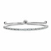 Sterling Silver Rhodium-plated March Light Blue CZ Adjustable Bracelet