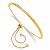 Sterling Silver Gold-tone Diamond-cut Bar Adjustable Bracelet