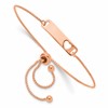 Sterling Silver Rose Gold-tone Polished Bar w/ Heart Adjustable Bracelet