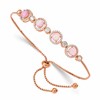 Sterling Silver Rose-tone Created Opal and CZ Adjustable Bracelet