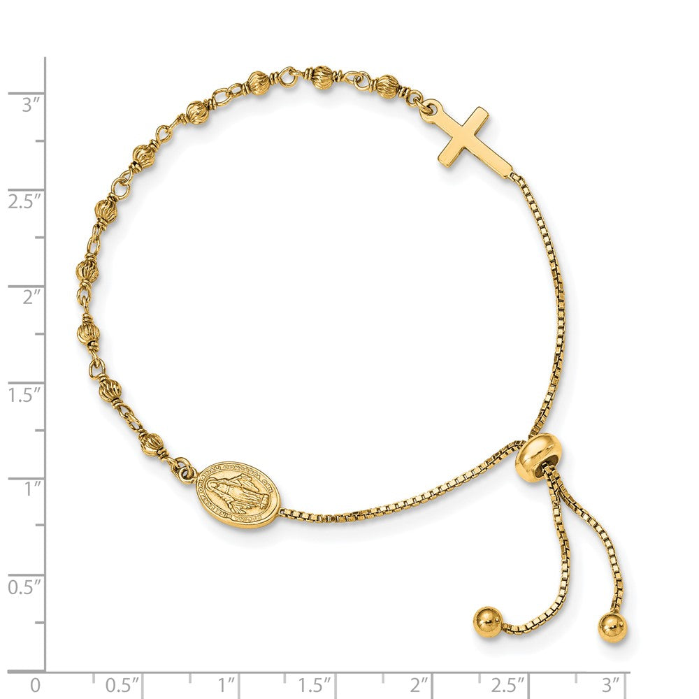 Affordable Expressions Sterling Silver Gold-tone Miraculous Medal Adjustable Bracelet