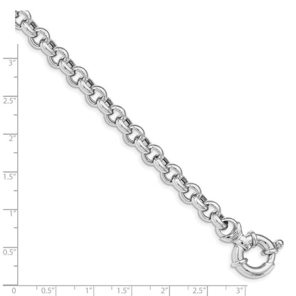 Sterling Silver Rhodium Plated Polished Rolo Link Bracelet
