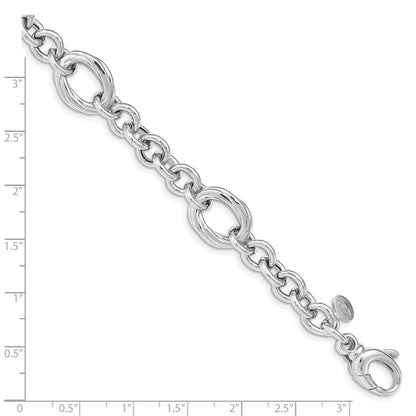 Sterling Silver Rhodium Plated Polished Link Bracelet