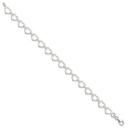 Sterling Silver Polished Heart Bracelet