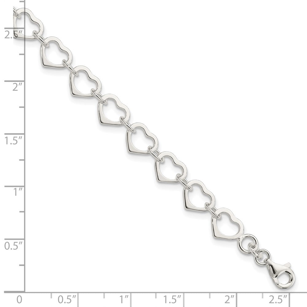 Sterling Silver Polished Heart Bracelet