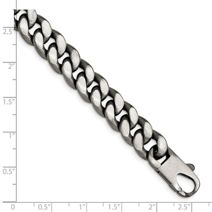 Sterling Silver Ruthenium/Antiqued Brushed Curb Link Bracelet