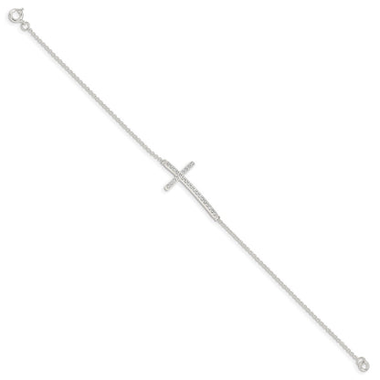 Sterling Silver CZ Cross Bracelet