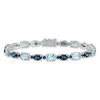 Sterling Silver Rhodium-plated London Blue/Sky Blue Topaz Bracelet