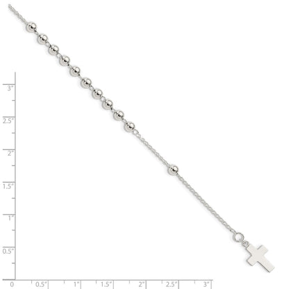 Sterling Silver Beaded Cross Bracelet