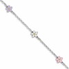 Sterling Silver RH-plated Enameled Flower w/ .75in Ext. Children's Bracelet