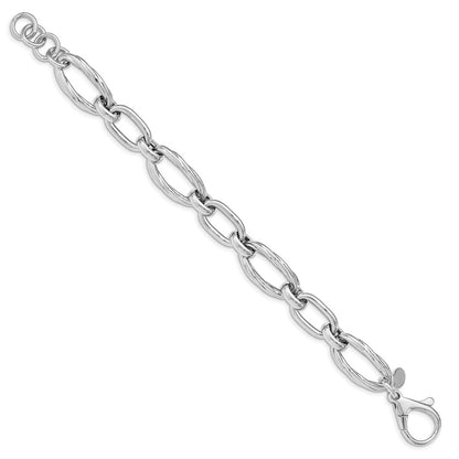Sterling Silver Rhodium Plated Polished Link Bracelet