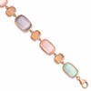 Sterling Silver Rose-tone and Created Cats Eye w/ 1in ext. Bracelet