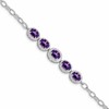 Sterling Silver Rhod-plat Amethyst Bracelet