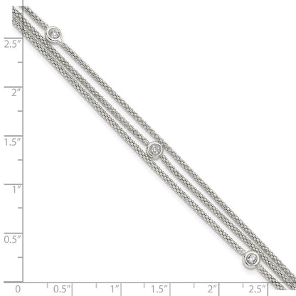 Sterling Silver Polished Multi Strand CZ Bracelet
