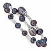 Sterling Silver Rhodium-plated 6-7mm and 8mm Black Teardrop and Near-Round Freshwater Cultured Pearl Wrap Flexible Bangle