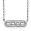 Sterling Silver Rhodium-plated CZ Bar w/ 2in ext. Necklace