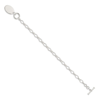 Sterling Silver Rhodium-plated Fancy Oval Disc Bracelet