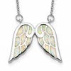 Sterling Silver Rhod-plated Created Opal Wings w/1.5in ext Necklace