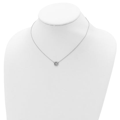 Sterling Silver Rhodium-plated CZ Star of David w/ 2in ext. Necklace