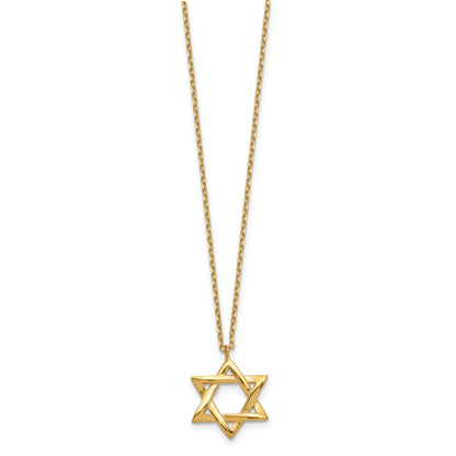 Sterling Silver Gold-tone Star of David 16.5 inch Necklace with 1 inch extension