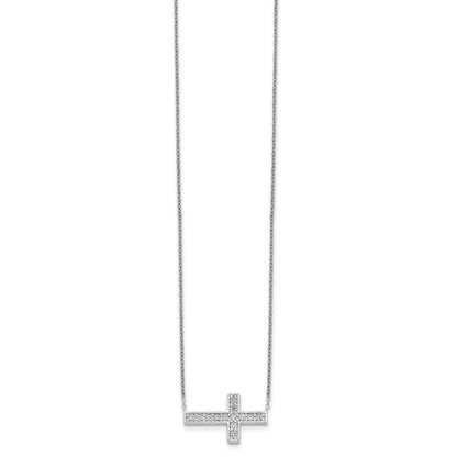 Sterling Silver CZ Cross Necklace