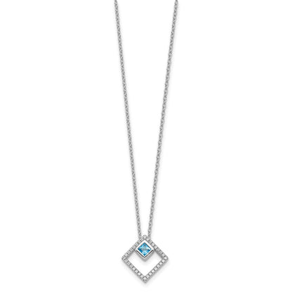 Sterling Silver RH-plated 5mm CZ and Spinel w/1in. Ext. Necklace