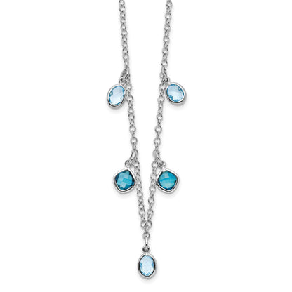 Sterling Silver Rhod-plat London and Sky Blue Topaz w/ 2in ext. Necklace