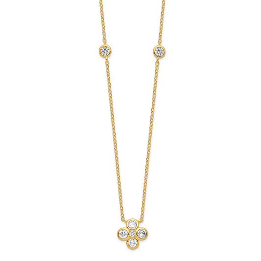 Sterling Silver 14K Gold-plated Polished CZ 18in w/2in ext. Necklace