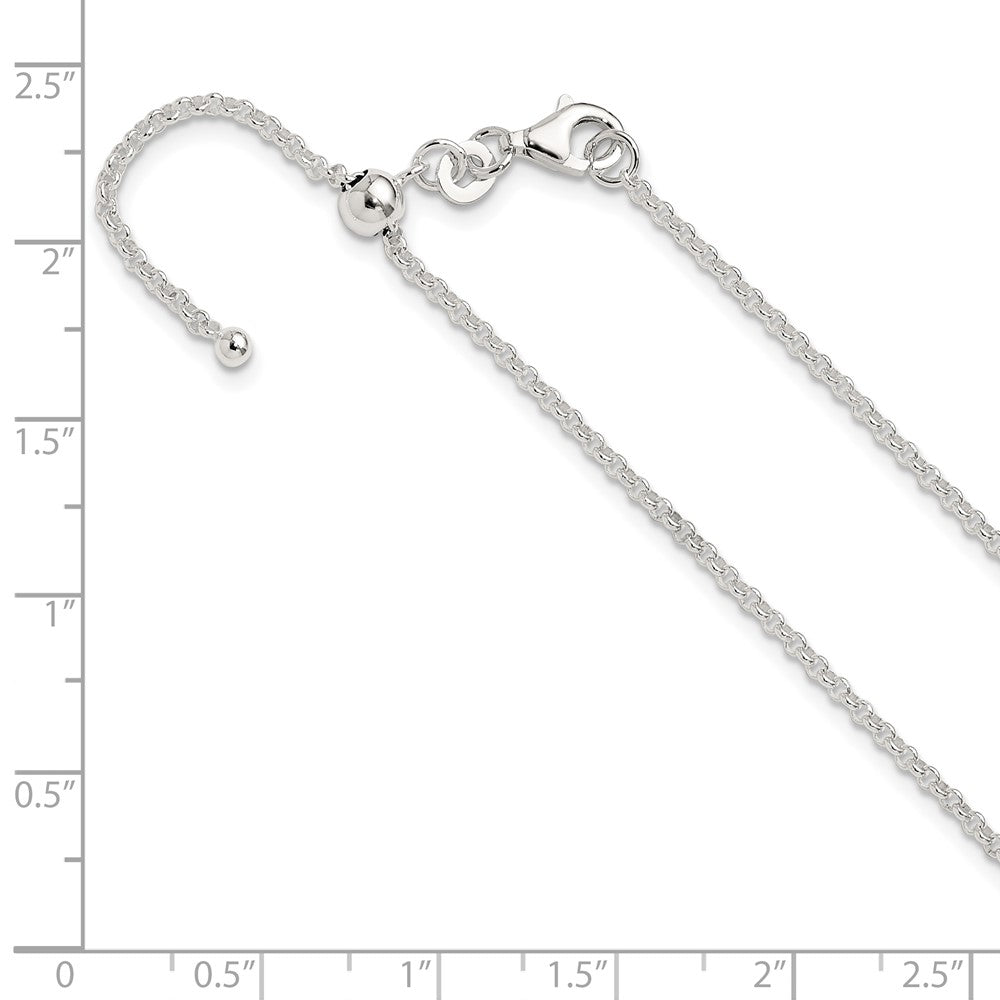 Sterling Silver Polished 1.85mm Rolo Adjustable Necklace