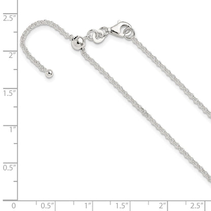 Sterling Silver Polished 1.85mm Rolo Adjustable Necklace