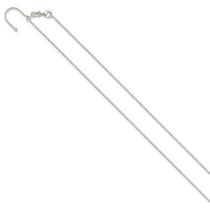 Sterling Silver Polished Round Box Adjustable Necklace