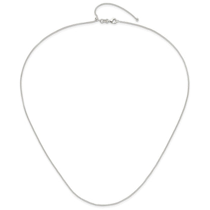 Sterling Silver Polished Round Box Adjustable Necklace