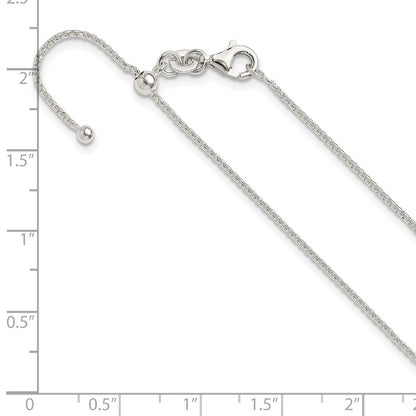 Sterling Silver Polished Round Box Adjustable Necklace