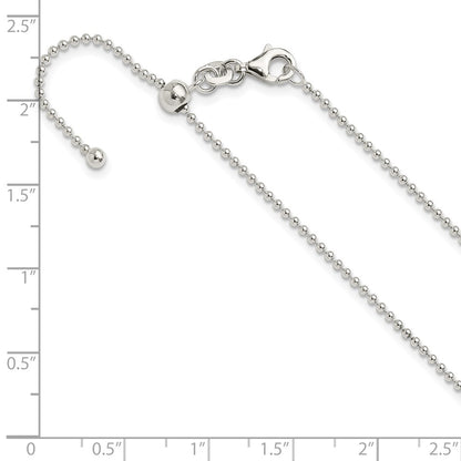 Sterling Silver Polished 1.50mm Beaded Adjustable Necklace
