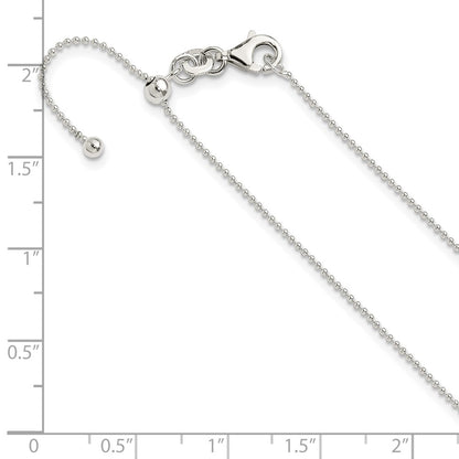 Sterling Silver Polished 1.00mm Beaded Adjustable Necklace