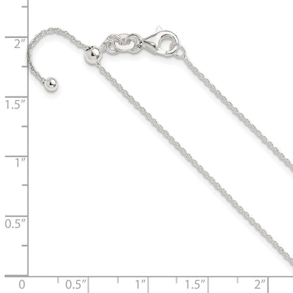 Sterling Silver Polished 1.15mm Cable Adjustable Necklace