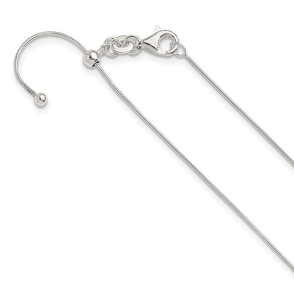 Sterling Silver Polished .75mm Snake Adjustable Necklace
