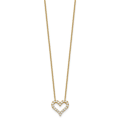 Sterling Silver Gold-tone CZ Heart w/ 2in ext. Necklace