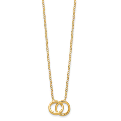 Sterling Silver Gold-tone Polished 2-Rings Necklace