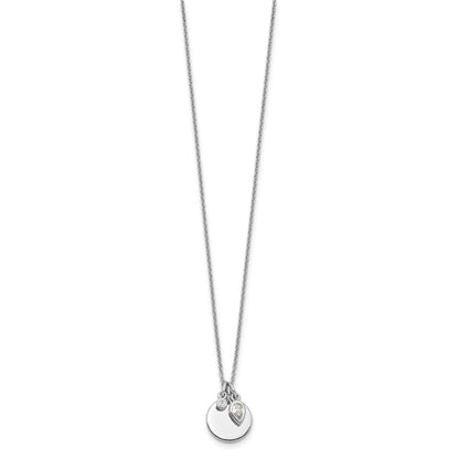 Sterling Silver Rhodium Plated w/1.75in ext. CZ Necklace