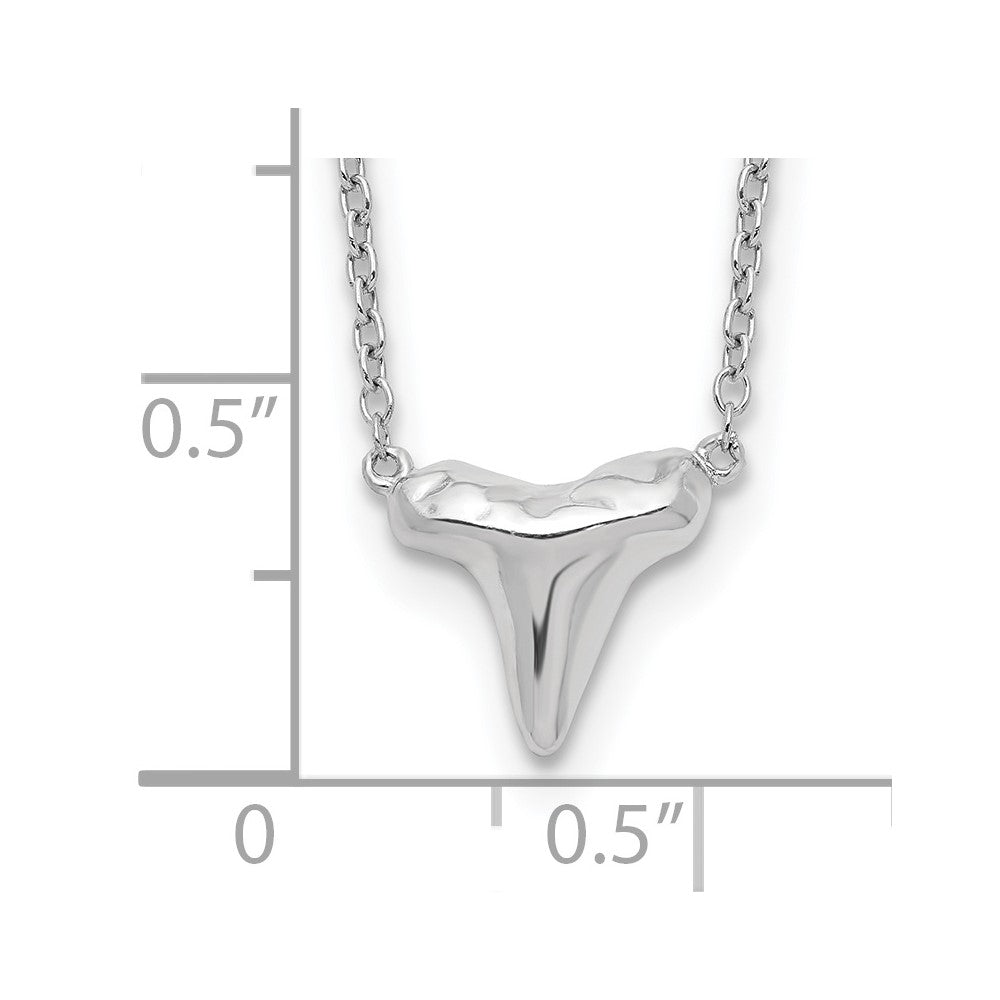 Sterling Silver Rhodium-plated Polished Shark Tooth 16 inch with a 2 inch extention Necklace