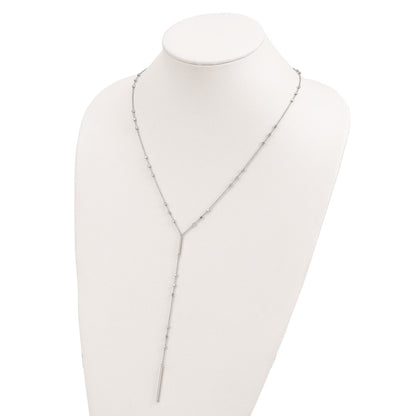 Sterling Silver Rhod-plated Beads/Vertical Bar w/ 1in ext. Y-Necklace