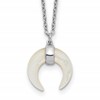 Sterling Silver RH-plated Mother Of Pearl Moon w/2in ext Necklace