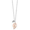Sterling Silver Rose-tone CZ Leaf w/ 2in ext. Necklace